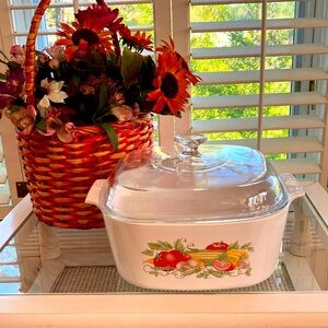 RARE RETIRED Vintage 5 Quart Corning Ware Casserole & Lid, 90’s, Garden Harvest